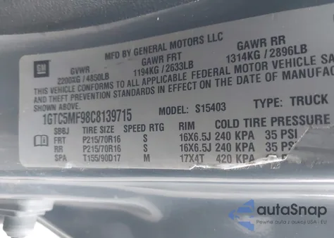 2012 GMC Canyon Sle1 z USA, uszkodzony, nr VIN 1GTC5MF98C8139715